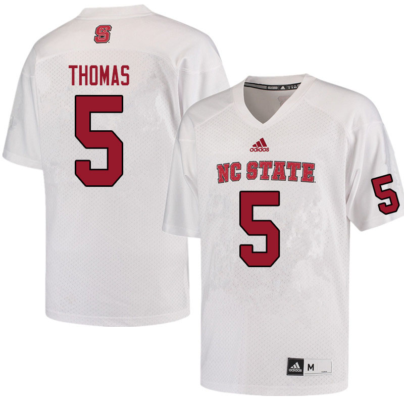 Men #5 Thayer Thomas NC State Wolfpack College Football Jerseys Sale-White